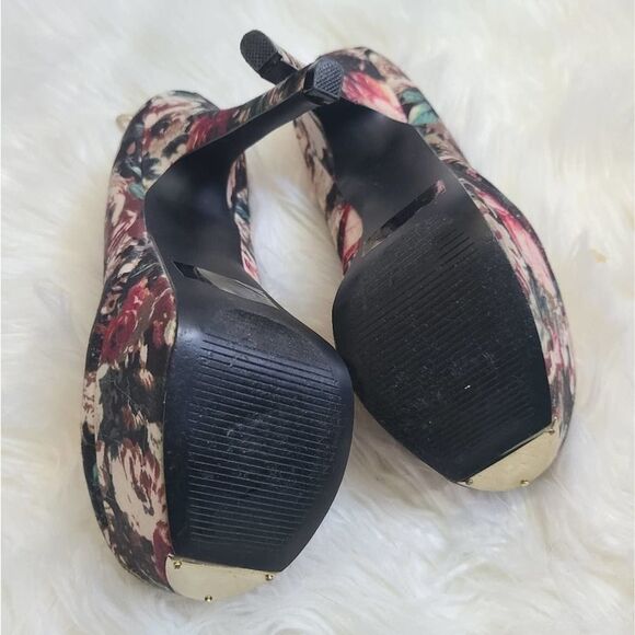 Qupid pumps heels floral Six 6.5 - Picture 3 of 6